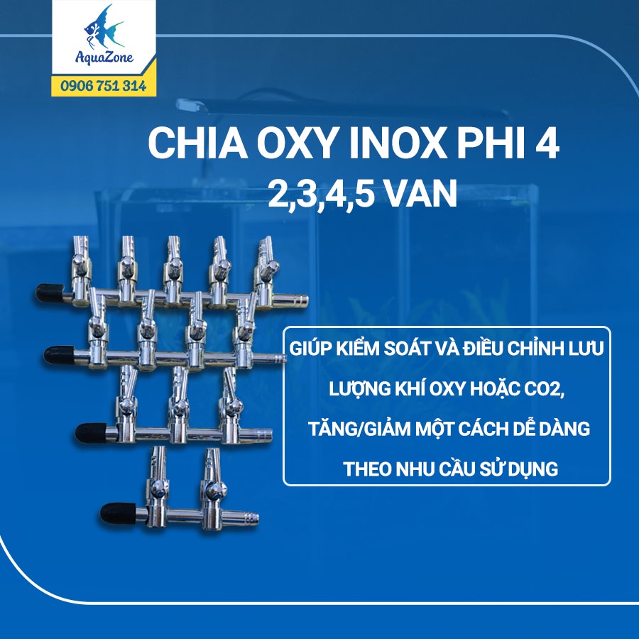 Van khóa Inox cao cấp chia khí Oxy dùng cho ống dây Phi 4 Van khóa Inox cao cấp chia khí Oxy dùng cho ống dây Phi 4