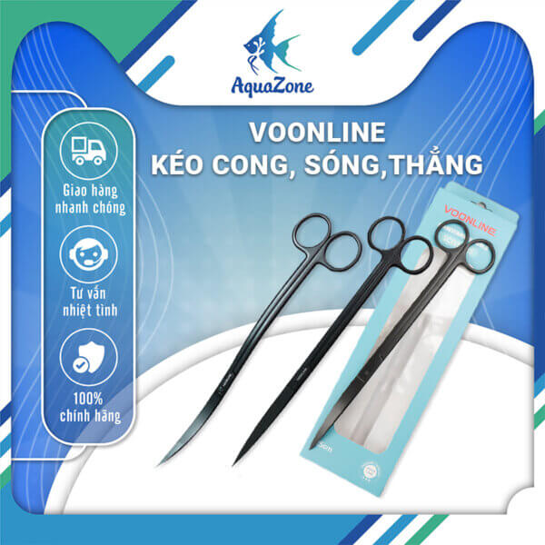 Kéo cắt tỉa cây thủy sinh Vooline thép cacbon không gỉ, dụng cụ trồng cây cho bể thủy sinh